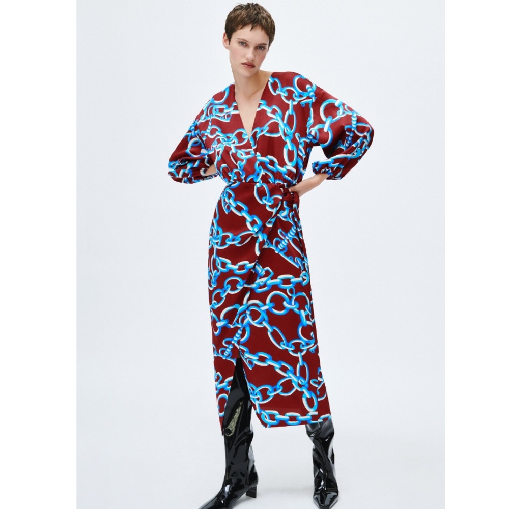 ZARA PRINTED MIDI DRESS